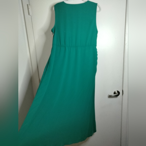 J. Jill (Size 2X) Green Stretch V-Neck Surplice Sleeveless Midi Dress (NEW-NWT) - Picture 5 of 16